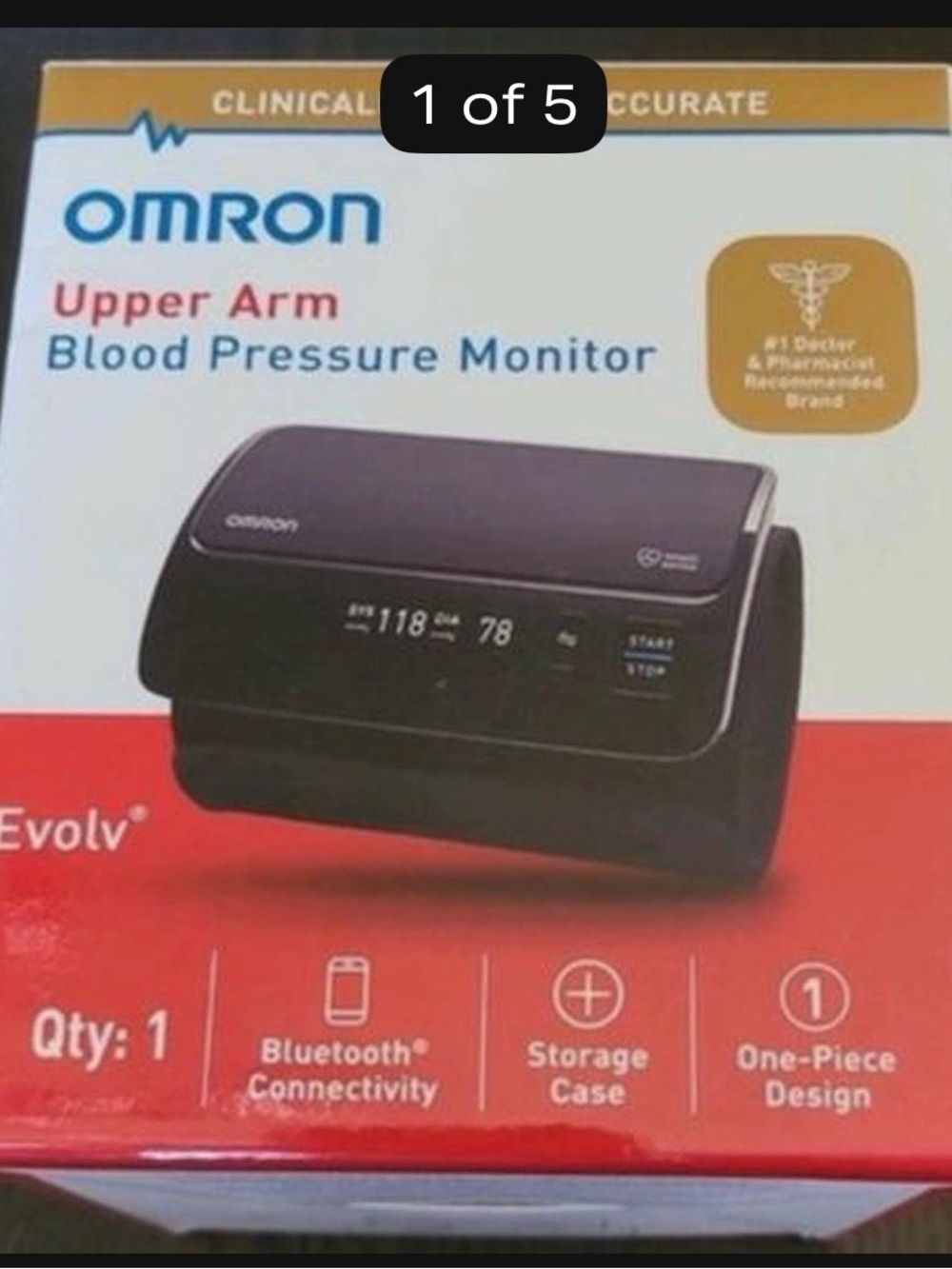 NEW OMRON Evolv Hem-7600T upper Arm blood pressure monitor + case witeless